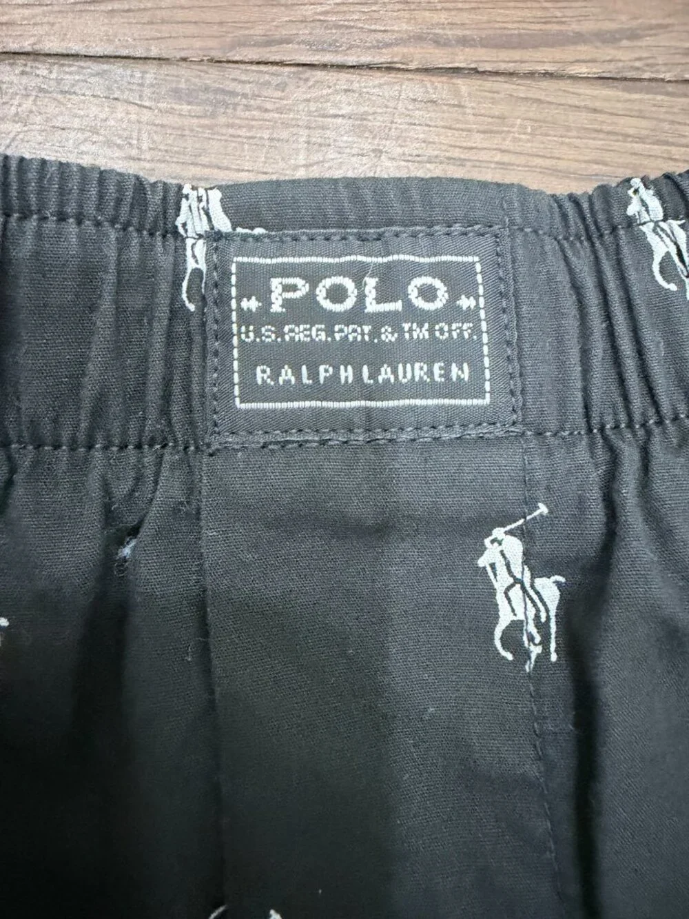 Polo Ralph Lauren Mens XL Pajama Lounge Pants Black Pony Logo Print 100% Cotton